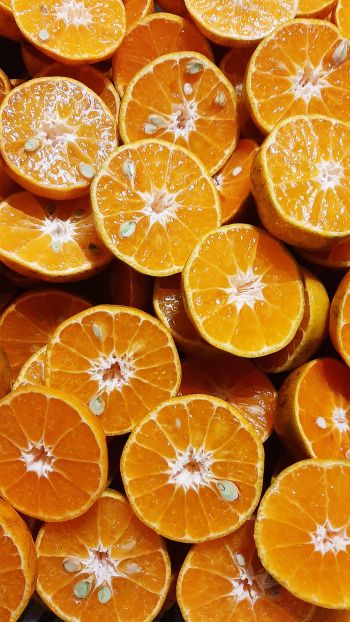 Обои 1440x2560 дольки апельсина, апельсины