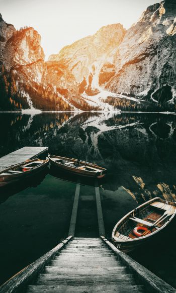 snowy mountains, lake Wallpaper 1200x2000