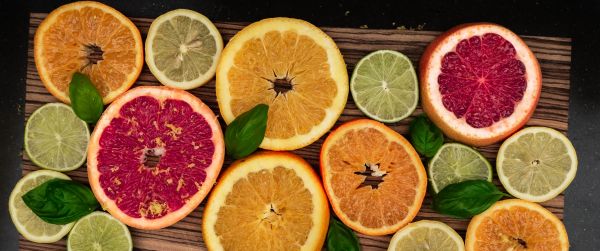 citrus, grapefruit, orange Wallpaper 3440x1440