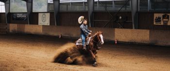 equestrian sport, cowboy Wallpaper 3440x1440
