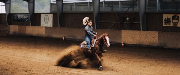 equestrian sport, cowboy Wallpaper 3440x1440