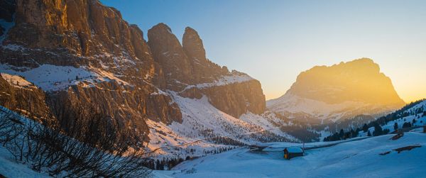 Gardena Pass, Italy Wallpaper 3440x1440