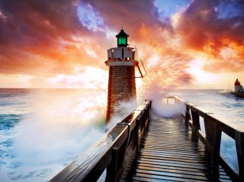lighthouse, ocean, waves Wallpaper 800x600
