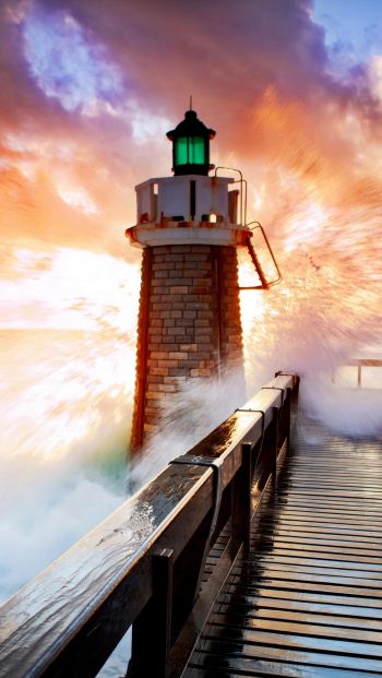 lighthouse, ocean, waves Wallpaper 640x1136