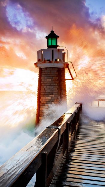lighthouse, ocean, waves Wallpaper 720x1280