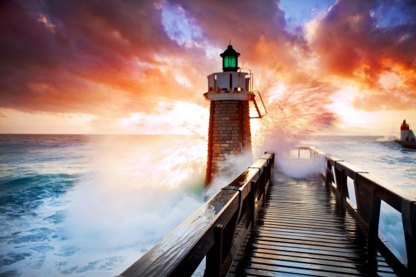 lighthouse, ocean, waves Wallpaper 6144x4096