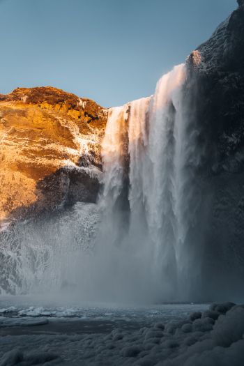 Iceland, waterfall Wallpaper 640x960
