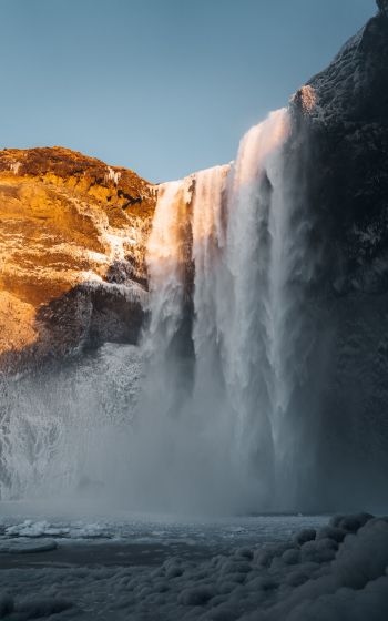 Обои 800x1280 Исландия, водопад
