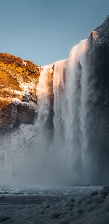 Iceland, waterfall Wallpaper 1080x2220