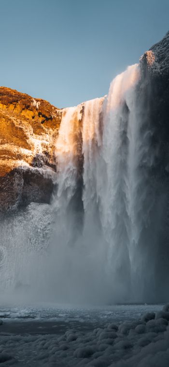 Обои 1170x2532 Исландия, водопад