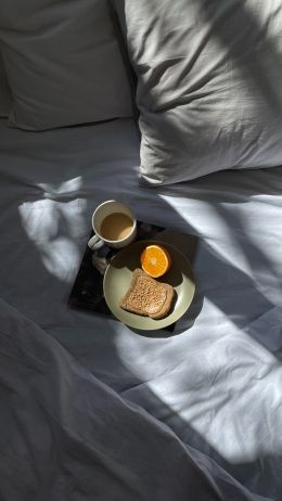 white sheets, breakfast Wallpaper 1440x2560