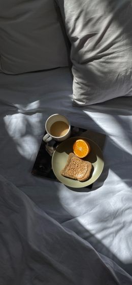 white sheets, breakfast Wallpaper 1242x2688