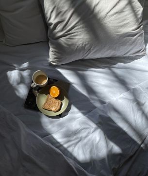 white sheets, breakfast Wallpaper 3024x3593
