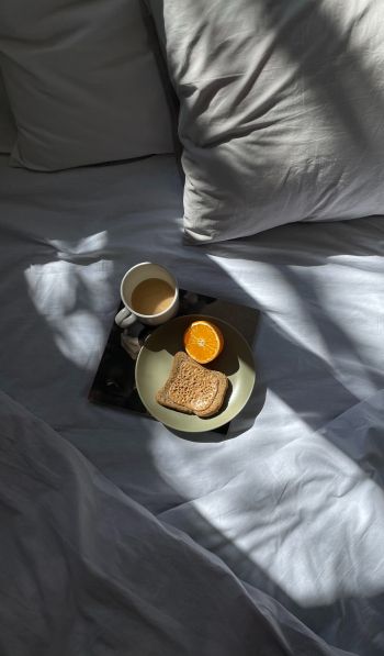 white sheets, breakfast Wallpaper 600x1024