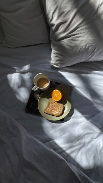 white sheets, breakfast Wallpaper 750x1334