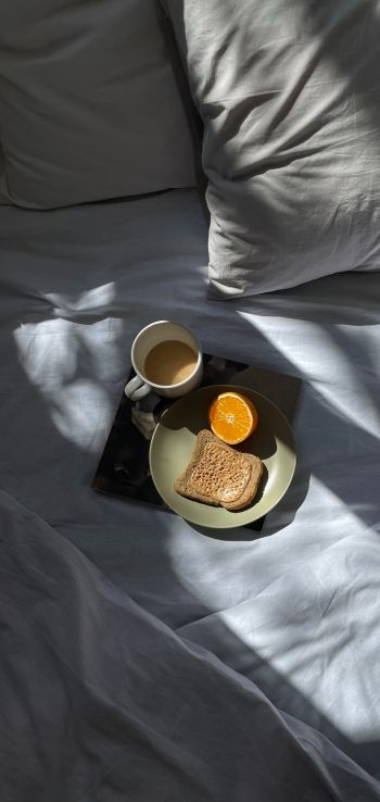 white sheets, breakfast Wallpaper 720x1520