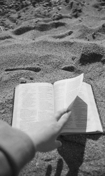 Обои 1200x2000 чтение, пляж, песок