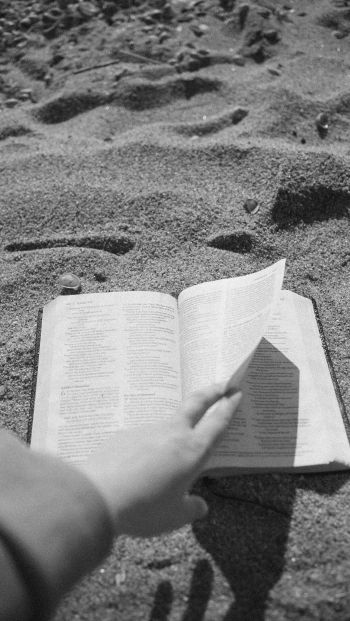 Обои 640x1136 чтение, пляж, песок