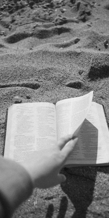 Обои 720x1440 чтение, пляж, песок