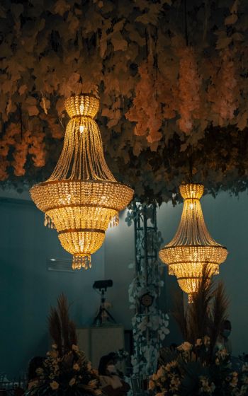 chandeliers, interior Wallpaper 1600x2560