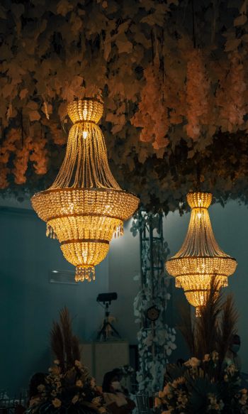 chandeliers, interior Wallpaper 1200x2000