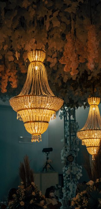 chandeliers, interior Wallpaper 1440x2960