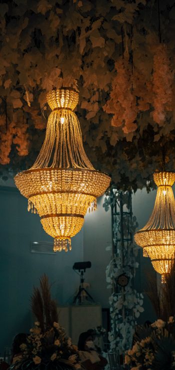 chandeliers, interior Wallpaper 1080x2280