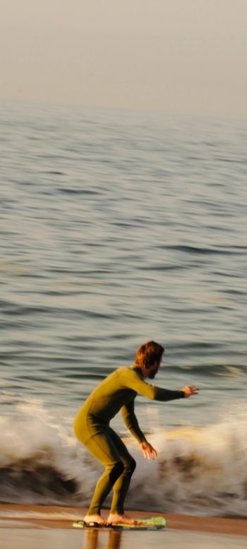 sportsman, on the wave Wallpaper 1440x3200