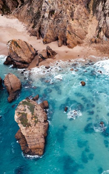 Обои 1600x2560 Пляж Урса, Португалия