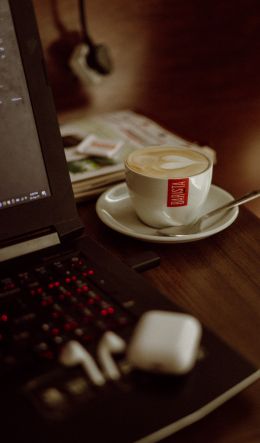 cup of coffee, workplace Wallpaper 600x1024