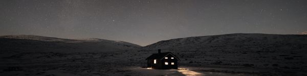 Norway, night Wallpaper 1590x400