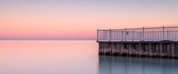 sunset, jetty Wallpaper 3440x1440