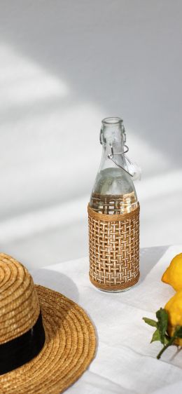 glass bottle, summer photo Wallpaper 1284x2778