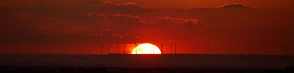 Weinheim, Germany, sunset Wallpaper 1590x400