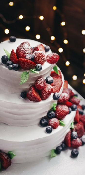 cake, dessert, strawberry Wallpaper 1080x2220