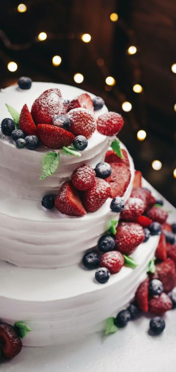 cake, dessert, strawberry Wallpaper 1080x2280