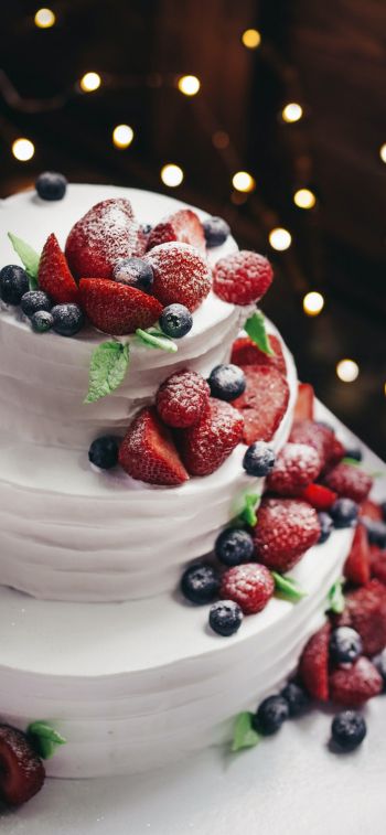cake, dessert, strawberry Wallpaper 1284x2778