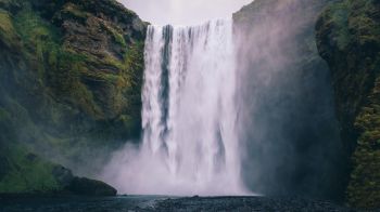 Обои 2048x1152 Исландия, водопад