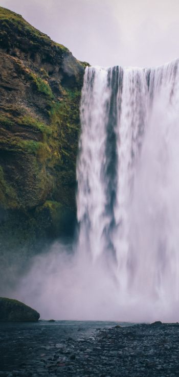 Iceland, waterfall Wallpaper 1440x3040