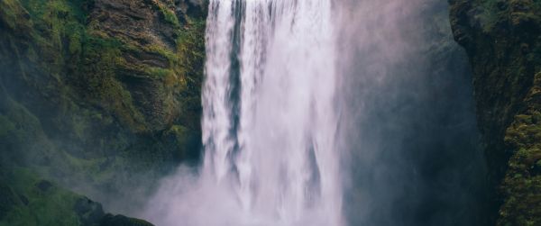 Обои 3440x1440 Исландия, водопад