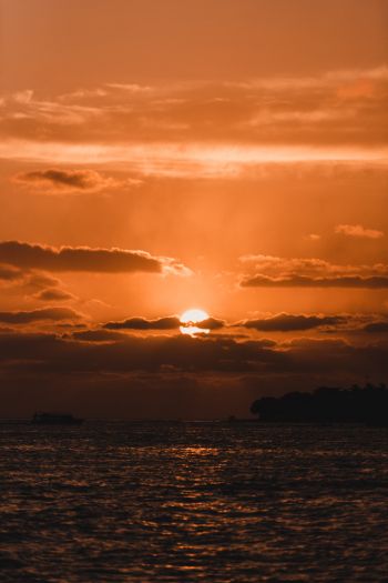 sunset, sun, sea Wallpaper 640x960