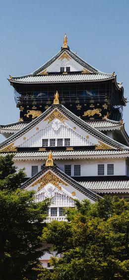 Osaka Castle, Japan, temple Wallpaper 828x1792