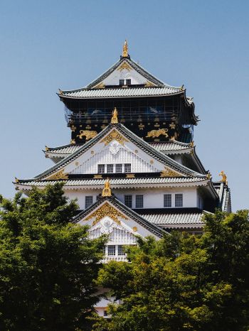 Обои 1536x2048 Замок Осаки, Япония, храм