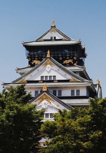 Обои 1640x2360 Замок Осаки, Япония, храм