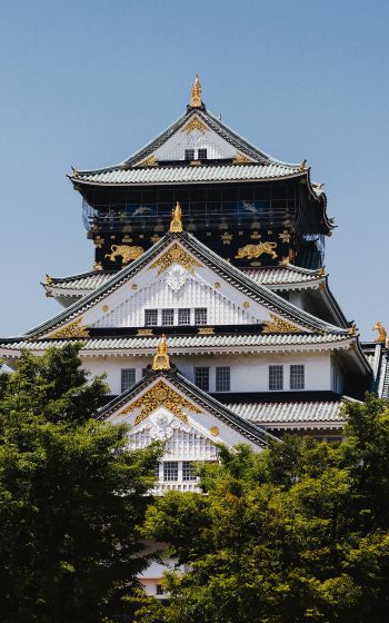 Обои 800x1280 Замок Осаки, Япония, храм