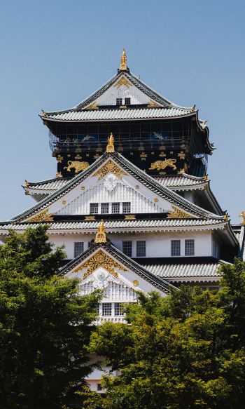 Osaka Castle, Japan, temple Wallpaper 1200x2000