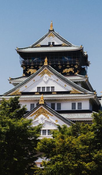 Обои 600x1024 Замок Осаки, Япония, храм