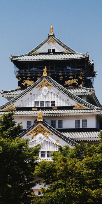 Osaka Castle, Japan, temple Wallpaper 720x1440