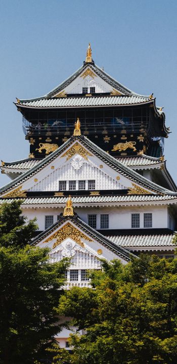 Обои 1440x2960 Замок Осаки, Япония, храм