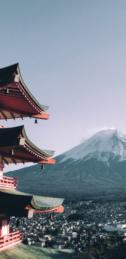 Fujiyama, volcano, Japan Wallpaper 1080x2220